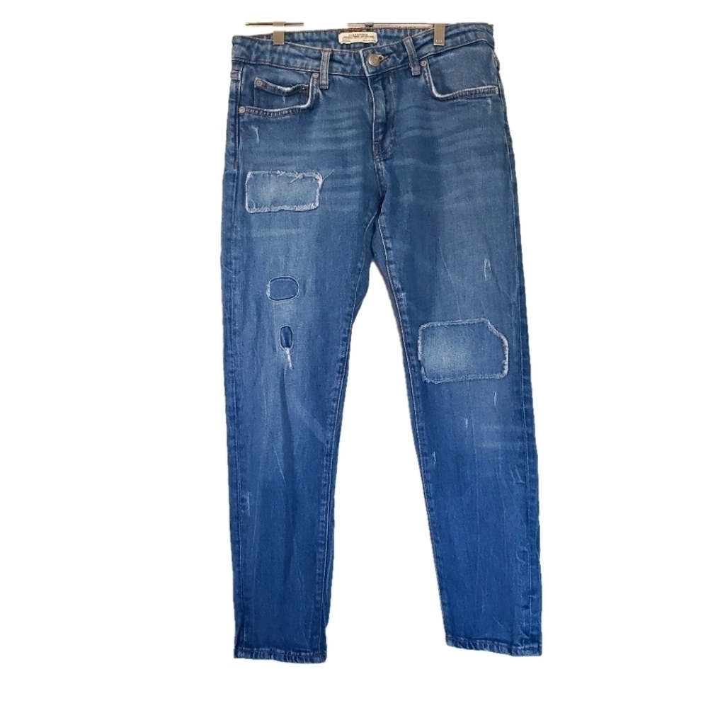 Zara Patched Blue Jeans Size 4